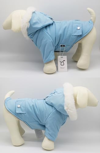 Pet Warm Dog Coat for Winter Cold Weather Clothes Hooded Dog Jacket Small Puppies Medium Large Dog Cat Clothes Insulated Padded Snow Parka - Alexander (Baby Blue, X-Large) - color: Light Blue, size: X-Large