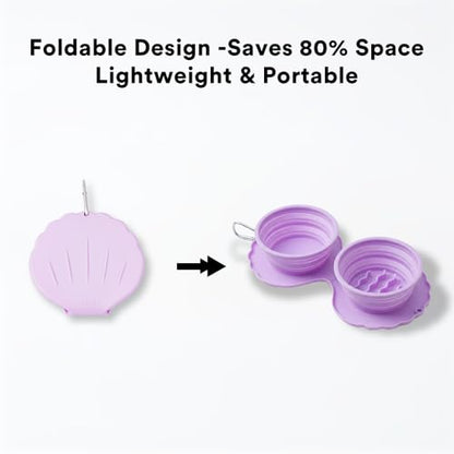 Collapsible Silicone Dog Bowl (Purple) - color: Purple