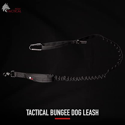 Wolf Tactical Bungee Dog Leash - Heavy Duty No Pull Leash for Large Dogs - Black