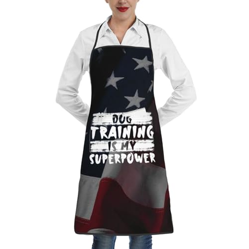 Dog Training is My Superpower Apron for cooking with Pockets Women Men Kitchen Chef Funny Aprons