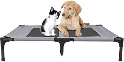 PawfectPals Portable Cooling Waterproof Elevated Heavy Duty Camping Pet Bed and Cot with Detachable Shade for Indoor and Outdoor use (Large) - size: Large