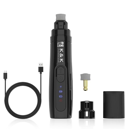 K&K Dog Nail Grinder, Professional Dual Speed Rechargeable Pet Nail Trimmer with LED Light, Painless Paws Nail Grinder for Dogs Claws, for Small Medium Large Cats & Dogs Visit the Store