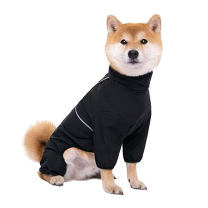 Pet Dog Four Leg Windbreaker, Waterproof and Windproof, Medium to Large Dog Belly Suit - color: black