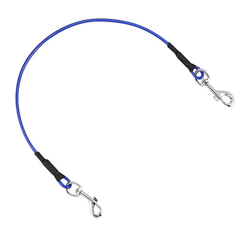 Mogoko Pet Dog Car Seat Belt Restraint, Coated Stainless Steel Chew Proof Dog Vehicle Safety Tether Cable, Double Clip No-Chew Pet Car Leash Lead-24 Inch - color: Blue, size: 24 inches