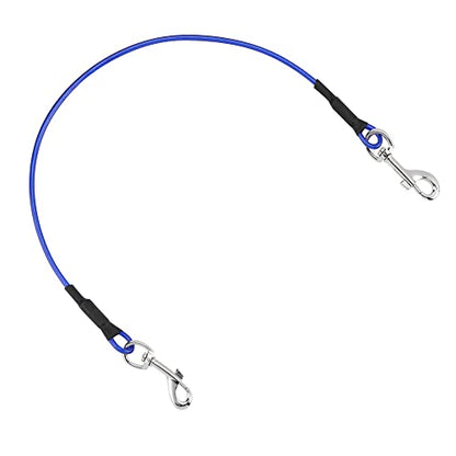 Mogoko Pet Dog Car Seat Belt Restraint, Coated Stainless Steel Chew Proof Dog Vehicle Safety Tether Cable, Double Clip No-Chew Pet Car Leash Lead-24 Inch - color: Blue, size: 24 inches