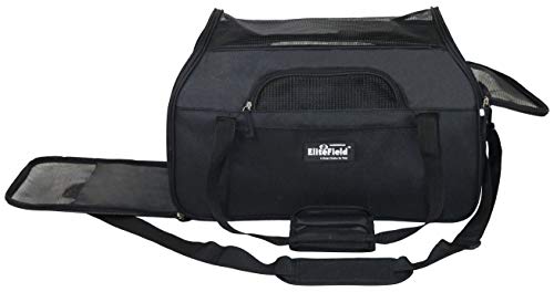 EliteField Soft Pet Carrier (3 Year Warranty, Airline Approved) Soft Sided Dog Puppy Cat Carrier Travel Bag (X-Large: 21" L x 12" W x 13" H, Black) - color: Black, size: 21.0"L x 12.0"W x 13.0"H
