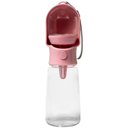 Leak Proof Portable Dog Water Bottle with Bowl – Travel Pet Water Dispenser for Walking & Hiking – Food Grade Plastic – Choose from 3 Colors (Pink, 500 ml) - color: Pink, size: 500 ml