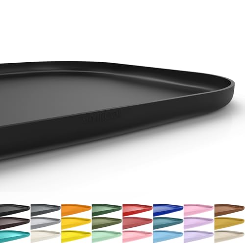 SMILOOL Silicone Pet Food Mat with Raised Edge for Food and Water Bowl, Dog Feeding Mats, Cat Food Trays for Floor Waterproof, Rubber Tray for Dogs and Cats, 19 x 12 x 0.7 Black - color: Black, size: 19"L x 12"W