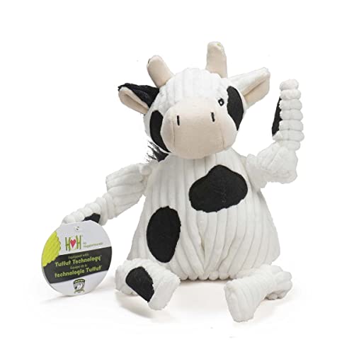 HuggleHounds Knottie Plush Dog Toy - Dog Stuffed Animal Toy, Squeaky Puppy Toys, for Small, Medium & Large Dogs, Durable Plush to Keep Them Busy - Dottie Cow, Large - size: Large, style: Dottie Cow