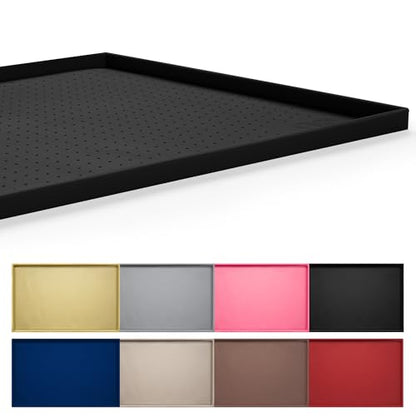 Hubulk Dog Feeding Mat,100% Waterproof Food Grade Silicone Pet Food and Water Bowl Placemat,Dishwasher, High Raised Edge to Prevent Spills,Nonslip Tray to Stop Messes on Floor（28"x18"x0.8", Black） - color: Black, size: 28"l X 18"w