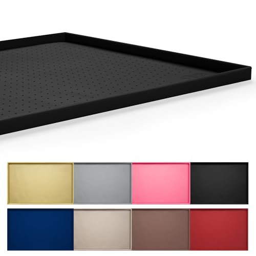Hubulk Dog Feeding Mat,100% Waterproof Food Grade Silicone Pet Food and Water Bowl Placemat,Dishwasher, High Raised Edge to Prevent Spills,Nonslip Tray to Stop Messes on Floor（28"x18"x0.8", Black） - color: Black, size: 28"l X 18"w