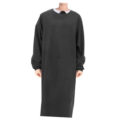 HOMSFOU Waterproof Apron with Long Sleeves Oilproof and Easy to Maintain Smock for Dishwashing Kitchen Work - color: Black