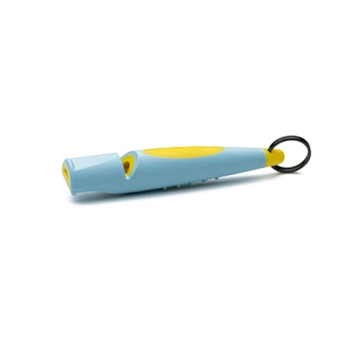 ACME Alpha 211.5 Professional Dog Training Whistle with Enhanced Ergonomic Grip. BPA-Free Plastic. 110 dBA. Long Range. Standardized Frequency. Weatherproof. Made in the UK (Baby Blue on Yellow) - color: Baby Blue on Yellow