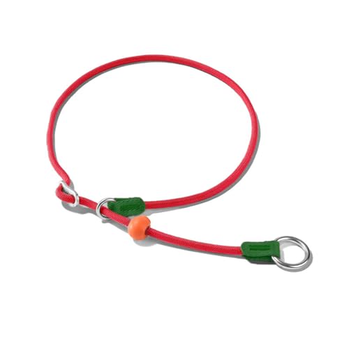 HowGo Slip Collar for Dogs,No Pull Adjustable Martingale Collar for Training, Nylon Rope,Dual Stopper and Durable Aluminum Hardware,Spring-Loaded,for Small Medium Large Dogs(Red) - color: Red