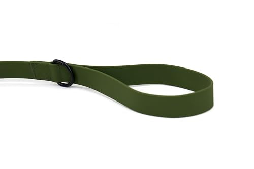6ft Army Green Dual Handle Silicone Tactical Dog Leash for Medium, Large, Giant, K9 Breeds | Quick Release Swivel Clip Carabiner | Coated Nylon Heavy Duty | Strong Puller | Training Leashes - color: Army Green