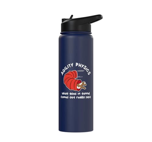Dog Agility Design For Dog Handler - What Goes In Tunnel Stainless Steel Insulated Water Bottle - color: Navy Blue
