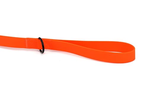 6ft Blaze Orange Dual Handle Silicone Tactical Dog Leash for Medium, Large, Giant Breeds | Quick Release Swivel Clip Carabiner | Coated Nylon Heavy Duty | Strong Puller | Training Leashes - color: Blaze Orange