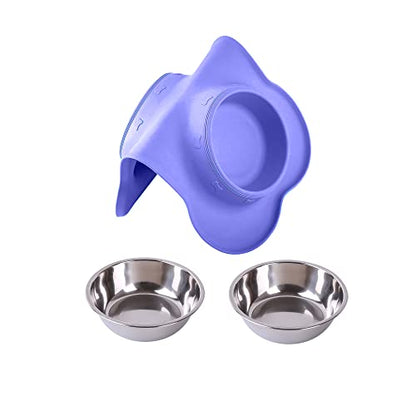 Hubulk Pet Dog Bowls 2 Stainless Steel Dog Bowl with No Spill Non-Skid Silicone Mat + Pet Food Scoop Water and Food Feeder Bowls for Feeding Small Medium Large Dogs Cats Puppies (Small, Purple) - color: Purple, size: Small