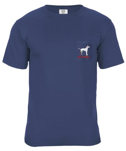 SEA DOG Classic Original Pocket Print Graphic T-Shirt, 100% Ringspun Cotton, Relaxed Fit, Printed in USA - color: Blue, size: Medium