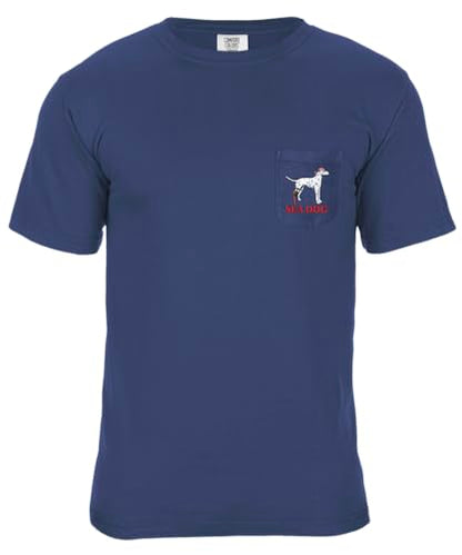SEA DOG Classic Original Pocket Print Graphic T-Shirt, 100% Ringspun Cotton, Relaxed Fit, Printed in USA - color: Blue, size: X-Large