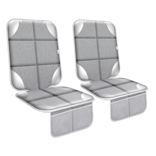 Meolsaek Car Seat Protector for Child Car Seat, Durable 600D Fabric Waterproof Car Seat Cover with Thick Pad Non-Slip Backing，No Imprints (Silver Gray-2pcs) - color: Silver Gray-2pcs