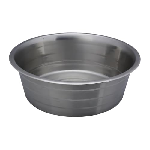 INDIPETS Standard Feeding Dishes with Laser Etched Silver Stripe: Pet Water and Food Bowl | 3 Quart, Stainless Steel (PN: 800227)