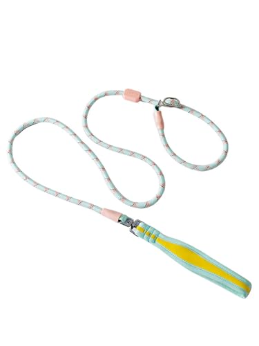 iiniim No-Pull Dog Leash with Padded Handle and Stop Durable Rope Construction Reflective for Evening Runs with Medium Dogs Green 1.55M - color: Green, size: 1.55M