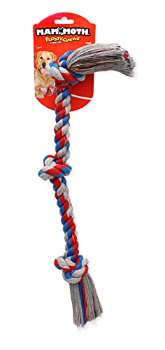 Mammoth Flossy Chews Rope Tug – Premium Cotton-Poly Tug Toy for Dogs – Interactive Rope Toy (Colors May Vary) - size: Medium 20", style: 3 Knot