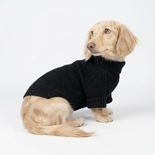 Fitwarm Dog Turtleneck Sweater, Thermal Knitted Pet Coat, Dog Winter Clothes for Small Dogs, Cat Apparel, Black, Small - color: Black, size: Small
