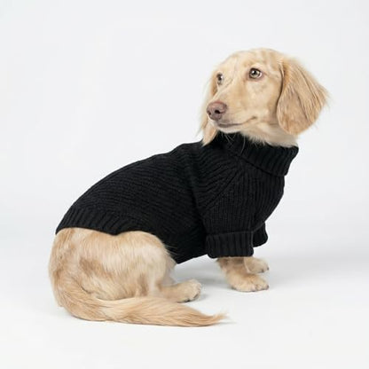 Fitwarm Dog Turtleneck Sweater, Thermal Knitted Pet Coat, Dog Winter Clothes for Small Dogs, Cat Apparel, Black, Small - color: Black, size: Small