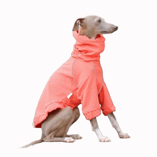 Large Dog Rain Jacket Greyhound Windbreaker Raincoat High Collar Adjustable Reflective Pet Clothes Rainproof Quick-Drying Jacket Coats for Whippet Dogs - color: Orange, size: S