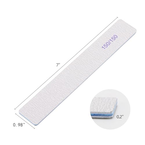 25 Pieces 150/150 Grit Rectangle Nail Files for Acrylic Nails, Reusable Buffering Files Double Sided Emery Boards for Natural Nails - size: 150/150 Grit(25 Count)