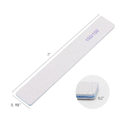 25 Pieces 150/150 Grit Rectangle Nail Files for Acrylic Nails, Reusable Buffering Files Double Sided Emery Boards for Natural Nails - size: 150/150 Grit(25 Count)