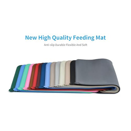 AUDWUD Silicone Waterproof Pet Feeding Mats,Anti Slip Bowl Pad,Dog Mat for Food and Water - color: Greenish beige, size: 18.5" x 11.5"