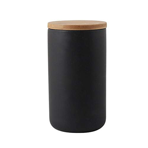 MilkyWay Food Storage Jar Strong Ceramic Storage Canisters with Airtight Seal Bamboo Lid Modern Design Seal Damp-Proof Kitchen Jar for Coffee, Tea, Spice and More (Black(L: 34 oz/1000ml)) - color: Black(L:34oz/1000ml)