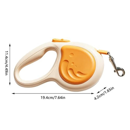 Retractable Puppy Leash, Dog Extendable Walking Leash with Ergonomic Anti Slip Grip & Reinforced Nylon Tape, Portable One Click Brake Pet for Large Dogs Walking (Orange)