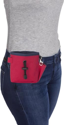 Company of Animals Treat Bag, Red, Zipped Pockets & Drawstring, Clips on Belt, Waistband or Pocket, Waterproof Treats Pouch, Ideal for Dog Walking & Puppy Training - color: Red