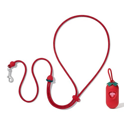 VETRESKA Crossbody Hands Free Dog Leash, 5FT Adjustable Rope Leash for Small Medium Dogs, Waist Multifunctional Leashes for Walking, No Pull Dog Leashes with Bag Dispenser, 2 in1 Walk Set (Strawberry) - color: Strawberry Red