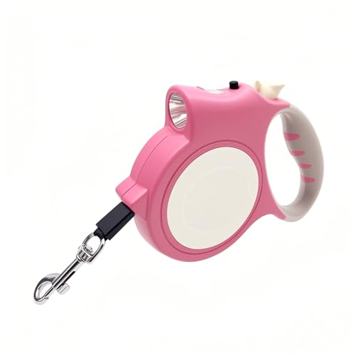 Led Dog Leash with Light – 16ft Retractable for Small & Medium Dogs, Night Safety & Comfortable Grip (Pink) - color: pink