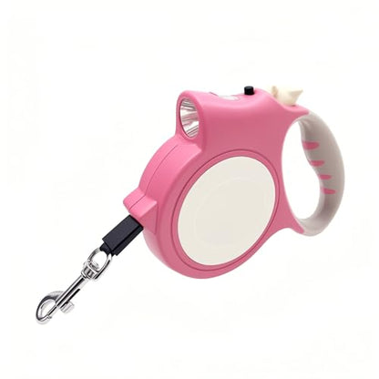Led Dog Leash with Light – 16ft Retractable for Small & Medium Dogs, Night Safety & Comfortable Grip (Pink) - color: pink