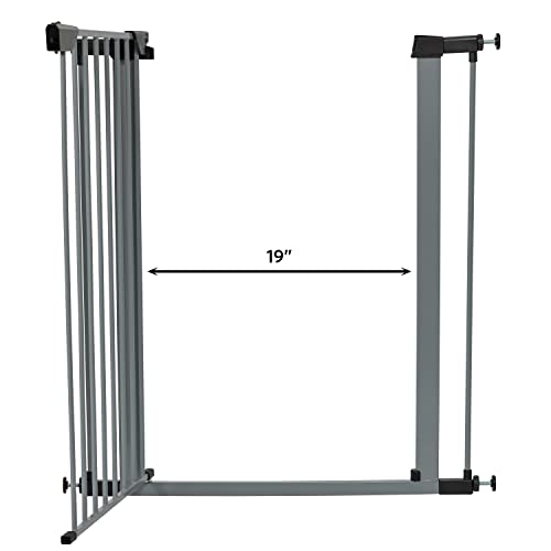 New World by Midwest 39" Steel Walk-Thru Dog Gate, Gray | Pressure Mounted, Expands 29.5"- 38" Wide, Auto-Close Door, Spring-Loaded Latch, Includes Two 3" Extensions - size: 39-Inch High