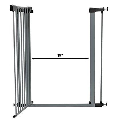 New World by Midwest 39" Steel Walk-Thru Dog Gate, Gray | Pressure Mounted, Expands 29.5"- 38" Wide, Auto-Close Door, Spring-Loaded Latch, Includes Two 3" Extensions - size: 39-Inch High