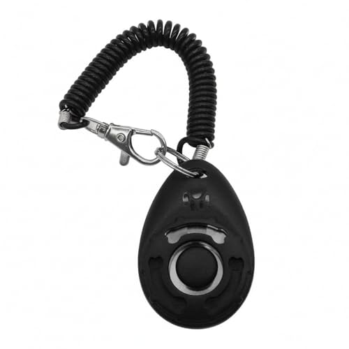 Dog Training Clicker with Wrist Strap - Ergonomic Mechanical Sound Signal for Obedience & Trick Training, Durable PP Plastic (1 Pack) - color: Black