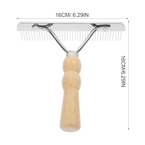 Balacoo 2 Pcs Undercoat Rake for Dogs, Pet Horse Hair Comb with Non-Slip Wooden Handle, Steel Comb for Medium & Large Pets Dog Cat Horse