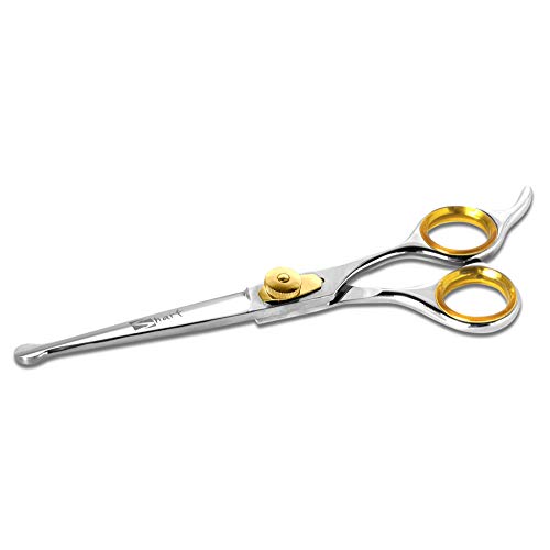 Sharf Dog Grooming Scissors, Gold Touch 7.5 Inch Straight Sharp Professional Pet Grooming Shear with Safety Round Tip, Ball Point for Safe and Easy Use for Cat or Dog Grooming - color: 7.5 Inch Straight Scissors - Round Tip
