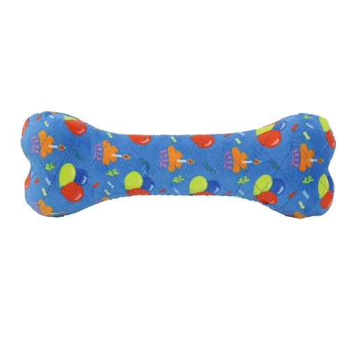 MIGHTY Tuffy 2 Pack Bone Dog Toy: Ultra Durable Plush Toy with Multiple Layers & Reinforced Seams, Washable and Floats, Vinyl Bone & Fleece - color: 2PK Blue Birthday Celebration Bone