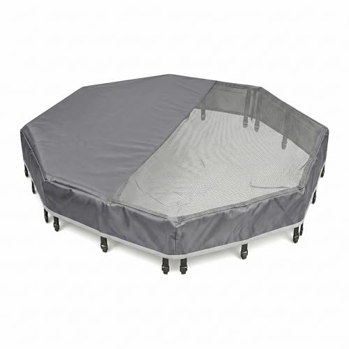 PJYuCien Octagonal Playpen Top Cover for 24" Side Metal Pet Pen, Gray | Cozy Den for Puppy Small Animals, Half Mesh Half Oxford with Silver Coating, Predator & Weather Protection, Snap Hooks - color: Gray, size: No Pen: 00-Inch High