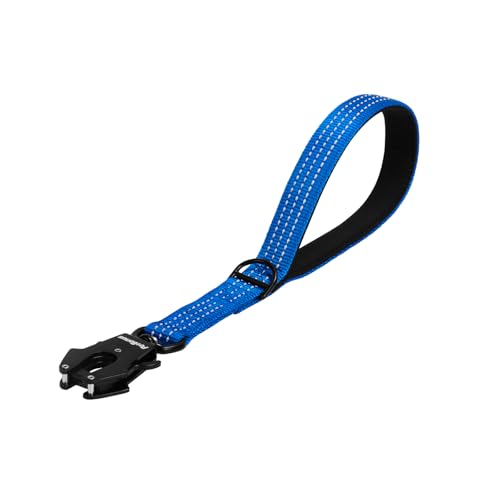 PetBonus Heavy Duty Short Dog Leash, 12 Inch Nylon Traffic Leash with Quick Release Clip, Comfortable Padded Handle, Reflective Training Lead for Medium Large Dogs (Dark Blue, 12") - color: Dark Blue, size: 12 Inch