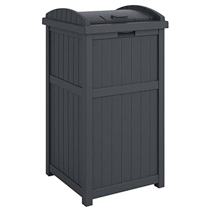 Suncast 2 Pack Trash Hideaway Refuse Container, Stylish Resin Outdoor Garbage Bin with Latching Lid, 30 to 33 Gallon Capacity, Cyberspace - color: Cyberspace, size: 2 Pack
