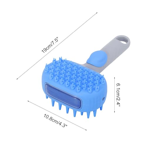 Pet Bath Brush, 2 in 1 Dog Grooming Brush with Built-in Shampoo Dispenser for Dogs and Cats Shower - color: Blue